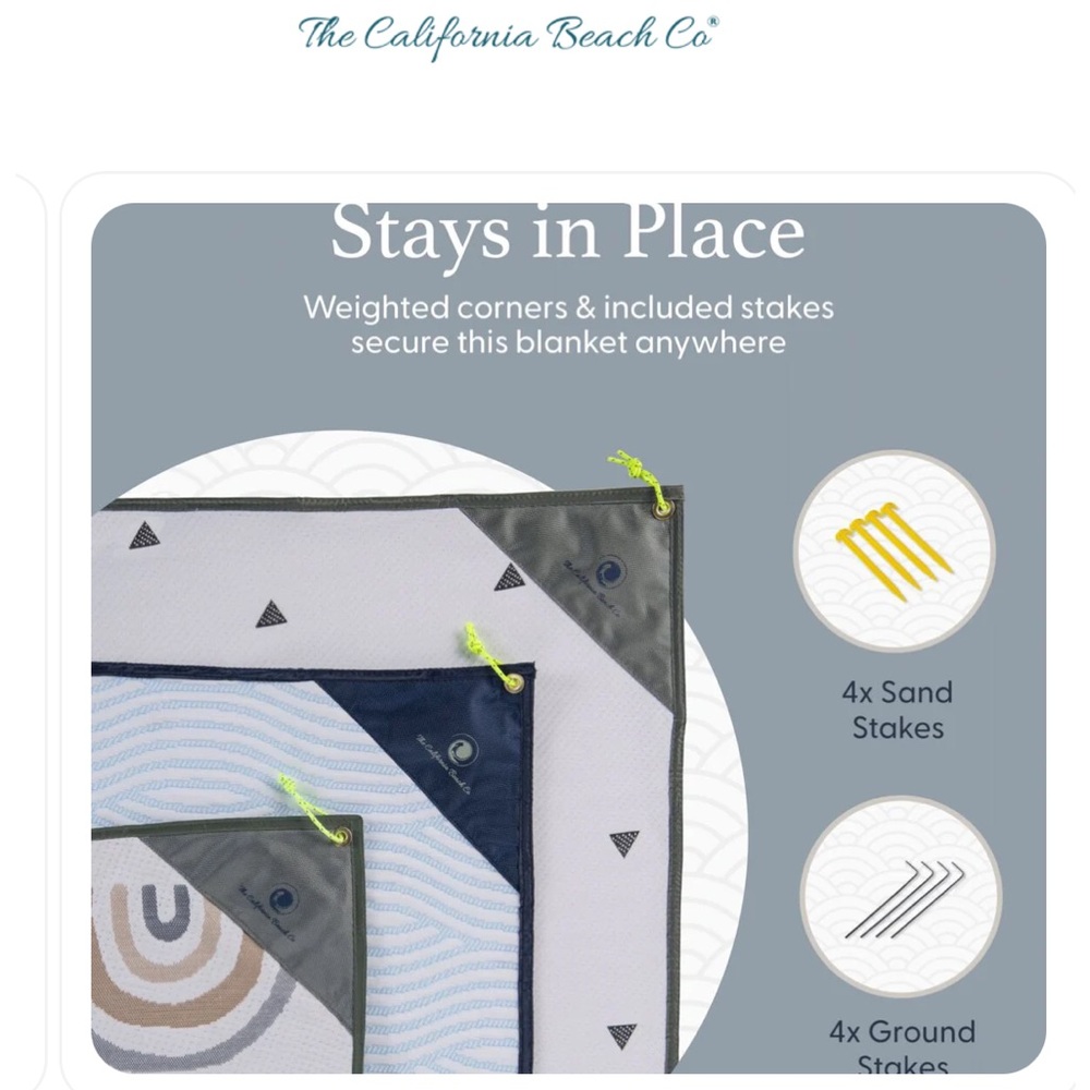 The California Beach Co. Striped Beach Blanket - Navy & White. BRAND NEW - Picture 3 of 7